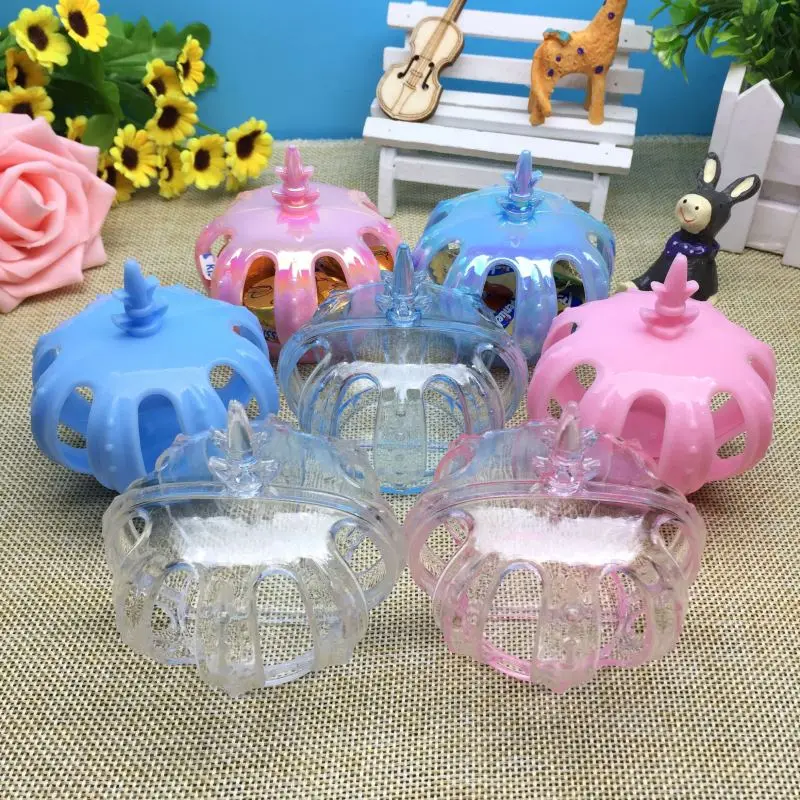 wholesale Plastic Pearlescent coating crown shape Candy Box Oriental india arab  Dragee Container Party Favors Gift We