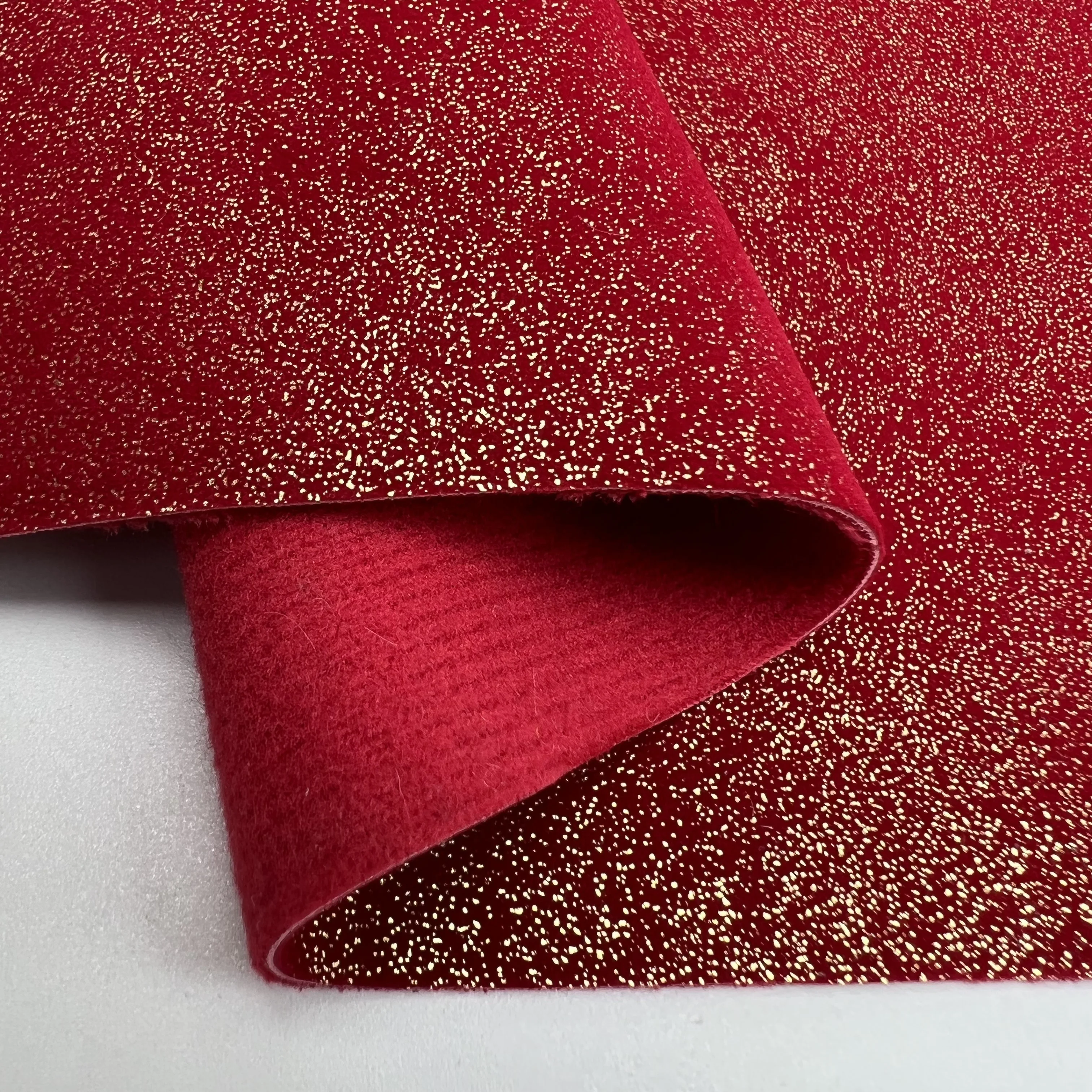 100% Suede Leather with Gold Metal Foiled Stamping Lady Shoes Leather Products