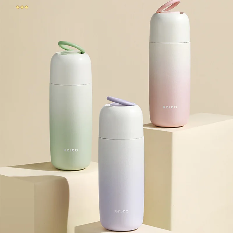 Promotional Gifts 400ml Japanese Style Kinto Thermos Stainless Steel Vacuum Cup Thermal Coffee Mug With Handle Lid