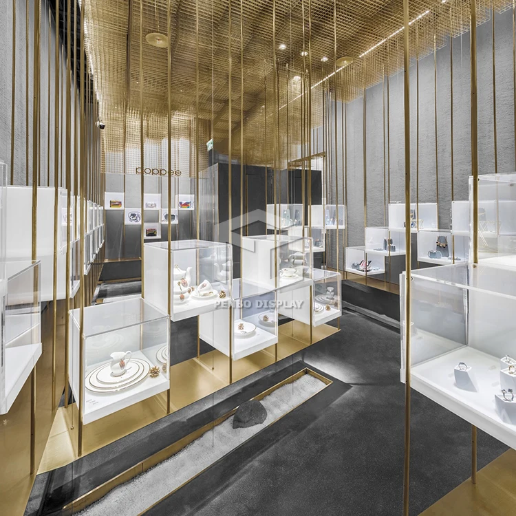 Jewelry display showcase cabinet glass jewellery shop counter equipment decorations design retail store furniture