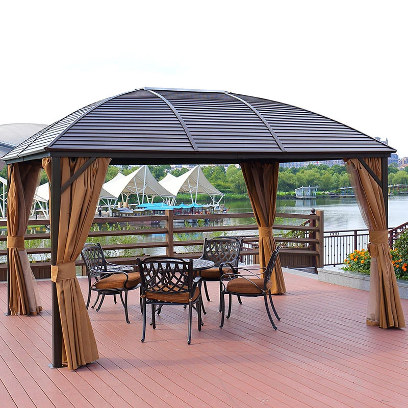 
Outdoor Leisure Patio Garden Iron Gazebo Pavilion with Mosquito Net 