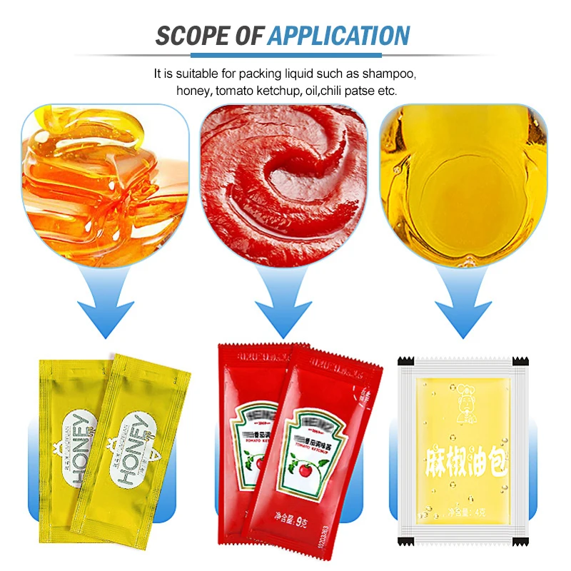 Shengwei Machinery Custom Automatic Three Four Side Sealing Stick Rani Juice Sachet Water Liquid Oil Packing Machine