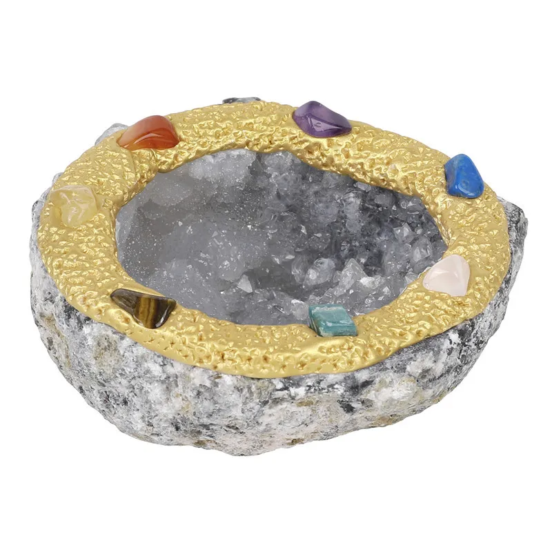 Hot Sale 7 Chakra Energy Natural Stone Crystal Geode Quartz Cluster Home Desktop Decoration