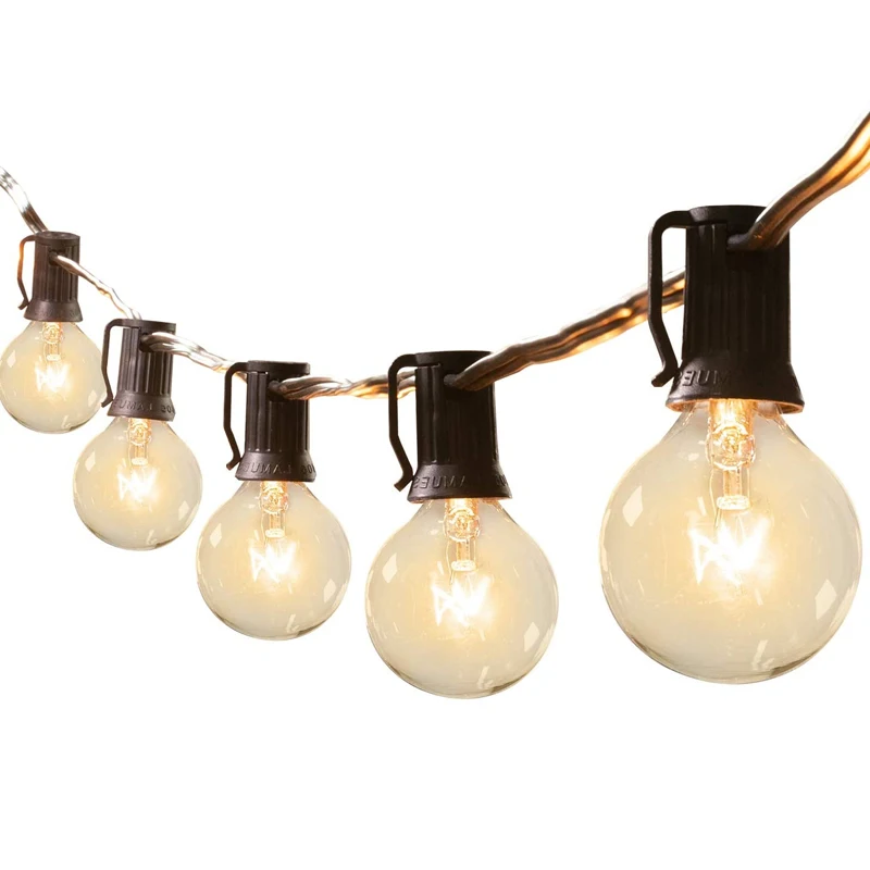 110V Outdoor String Lights 25 Feet G40 Globe Patio Lights with 26 Edison Glass Bulbs, Waterproof Lights Outdoor String