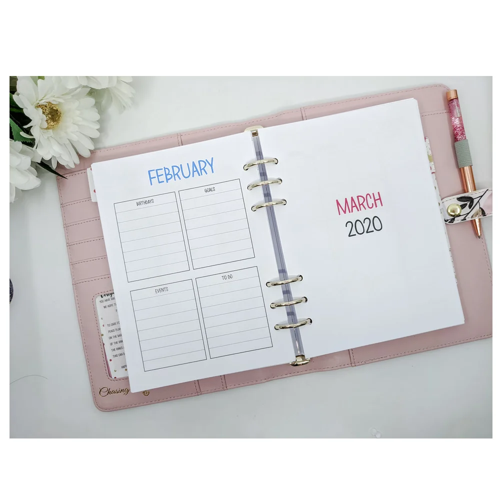 Custom Printing 100 200 300 Pages White, Dot Grid, 8.5 X 11 Inch Loose Leaf Paper Notebook