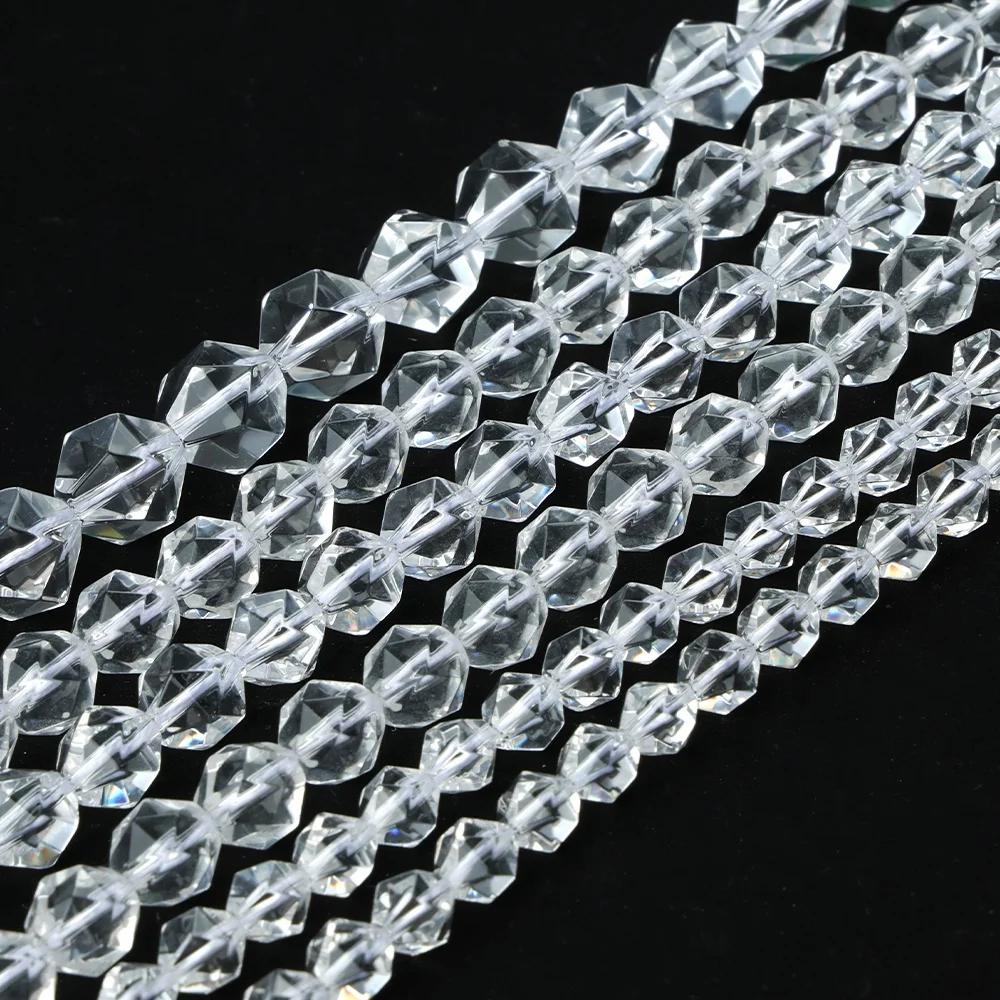 Wholesale A+ Natural White Quartz Crystal 6/8/10mm Star Faceted Cut Loose Gemstone Crystal and Stone Beads for Jewelry Making
