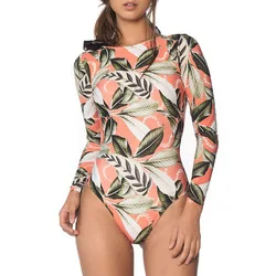 2021 Floral Print Sport Swimsuit Bathing Suits One Pieces Swimwear Women Long Sleeve Diving Surfing Suits Wetsuits