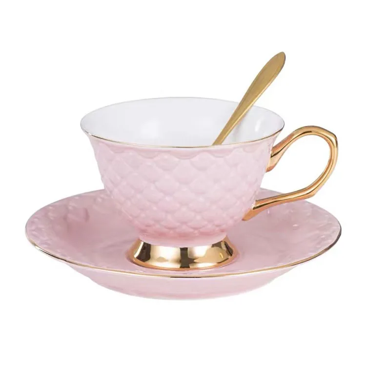 Vintage Ceramic Color Glaze Fine Bone China Coffee Cup And Saucer