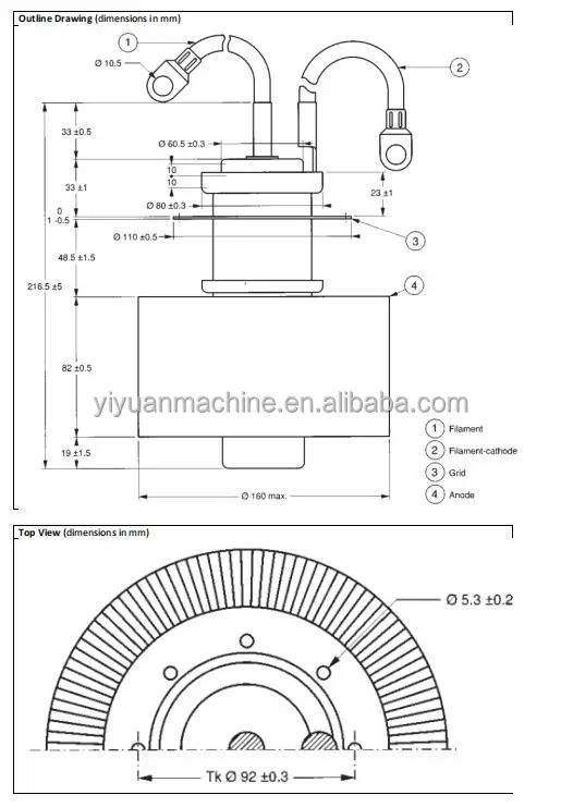 China Made ITL12-1 Air Cooled Triode Vacuum Tube Power Grid Tube for Wood Gluing