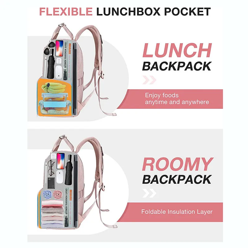 Multifunction Custom Logo Large Travel Waterproof 15.6 Inch Laptop Bag Insulated Cooler Lunch Backpack For Women
