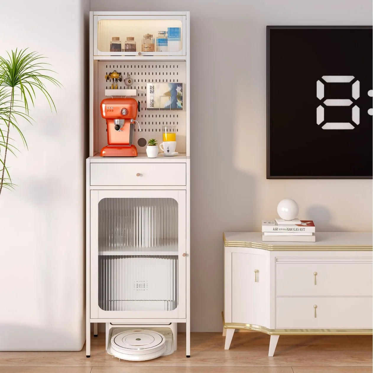 Luxury Modern Grey Solid Birch Wood Sideboard Cabinet Sintered Stone Top Dining Furniture for Kitchen Storage Home Furniture