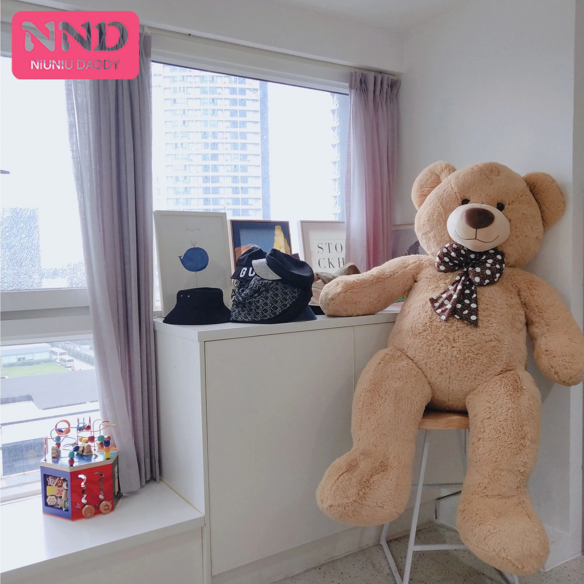 Niuniu Daddy 63in/160 см Kawaii Peluches гигантский классический плюшевый мишка с бантом из мягкой игрушки: хороший выбор для детей на день рождения подарок