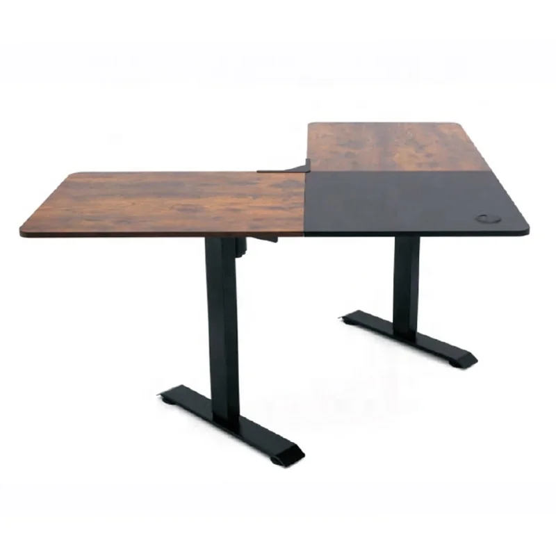 L-shape Motorised Height Working Corner Office Table Hi Tech Desk Standing Electric Adjustable Height Desk Wholesale