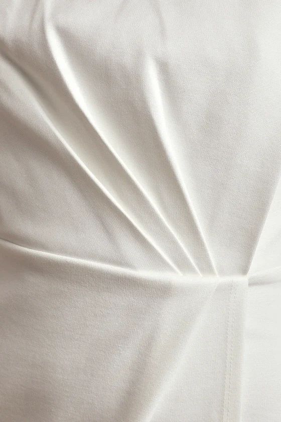 Summer Square Neck Gathers Club dresses Drinks On Me White Sleeveless Pleated skirt Bodycon Dress