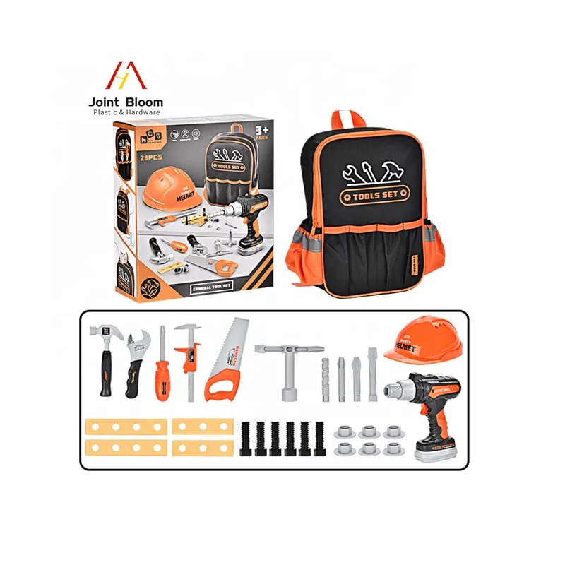 Develop Intelligence Portable Storage Backpack Kids Tool Set Funny Tool Multi-functional Repair Tool Set with Electric Toy Drill