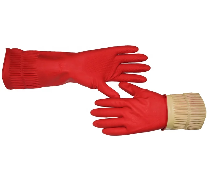 Long Cleaning Gloves Latex Household Kitchen Dishwashing Gloves Thickened Rubber Waterproof Gloves Luvas Guantes