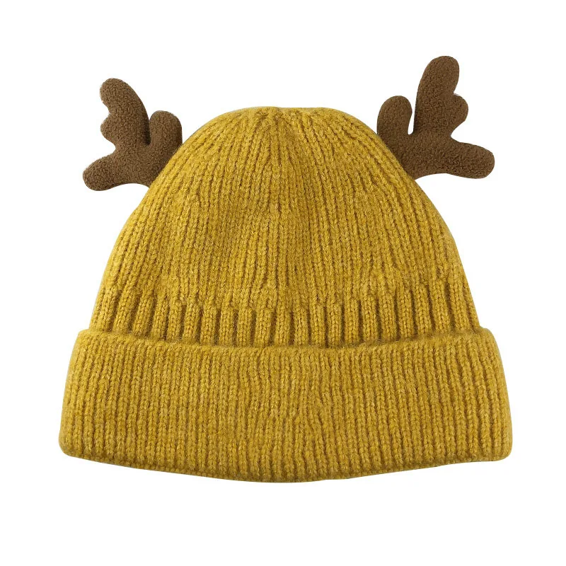 2021 Antler Plush Christmas Winter Wool Hat For Adults Christmas Santa Hat