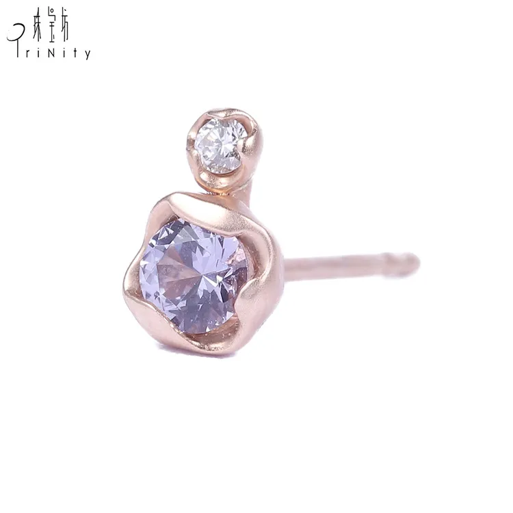 High quality fashionable eternal earrings 18k genuine gold natural diamond studded earrings for women