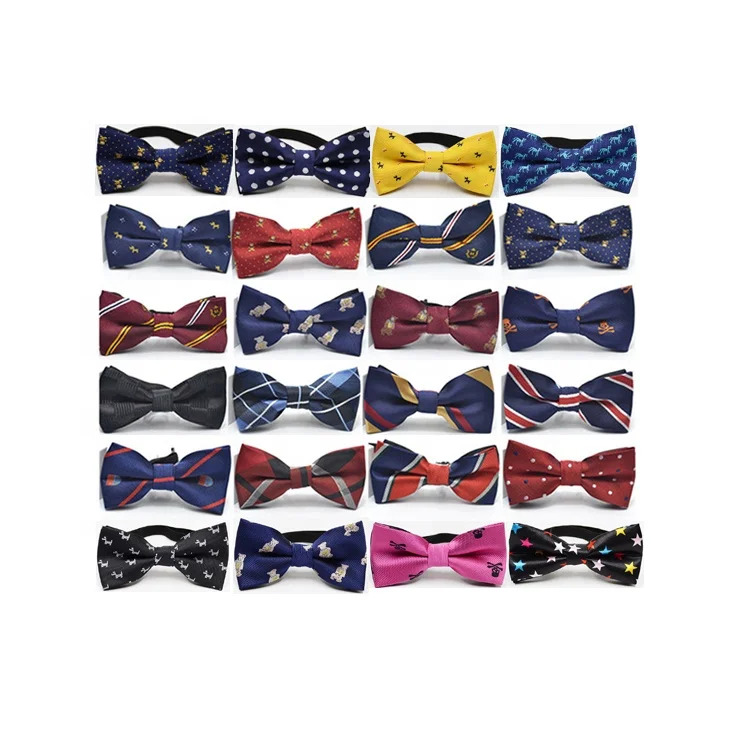 Fashion cheap 37 kids styles bow tie jacquard boys bowtie black child polyester red kids school bow ties