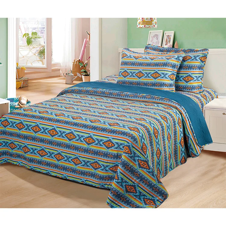 Summer ultrasonic polyester quilt king sizes thin patterned microfiber quilt comforter set