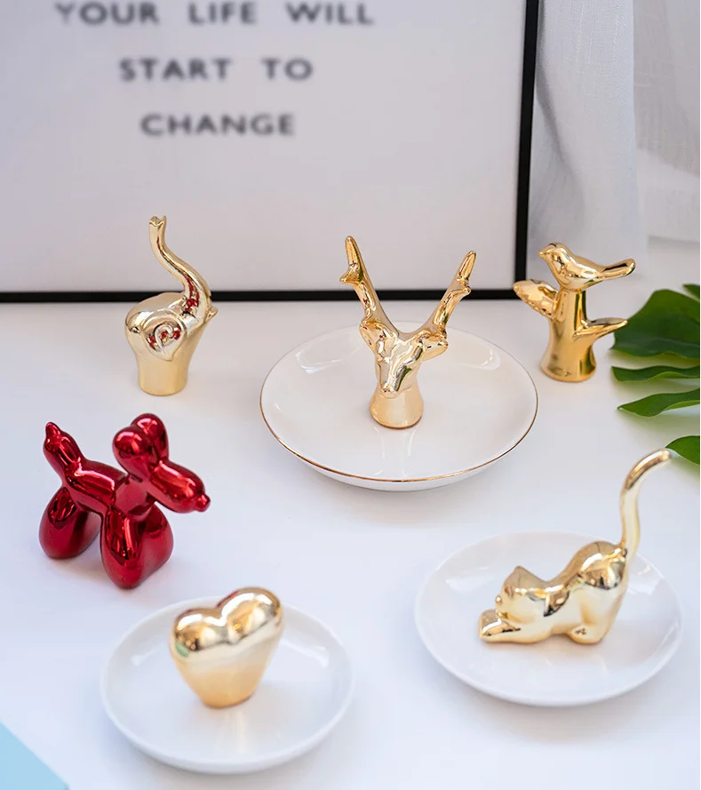 Nordic Cosmetics ring tray Decorative ceramics Jewelry tray Hotel Wedding decorative  decorative cane trays