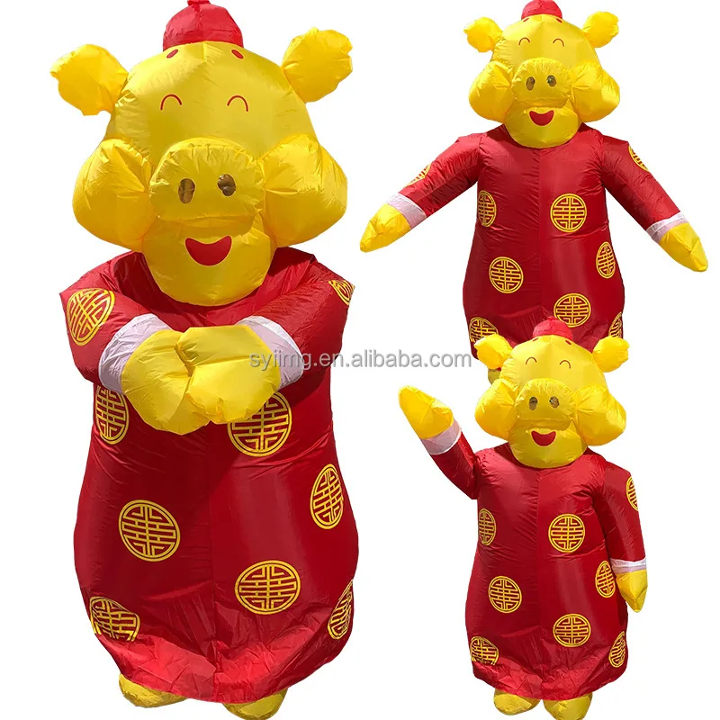 Gold Pig Inflatable Costume Mascot Inflatable Costume Kids Summer Boys Funny Costumes Cosplay Festival Blow Up Suit for Adult