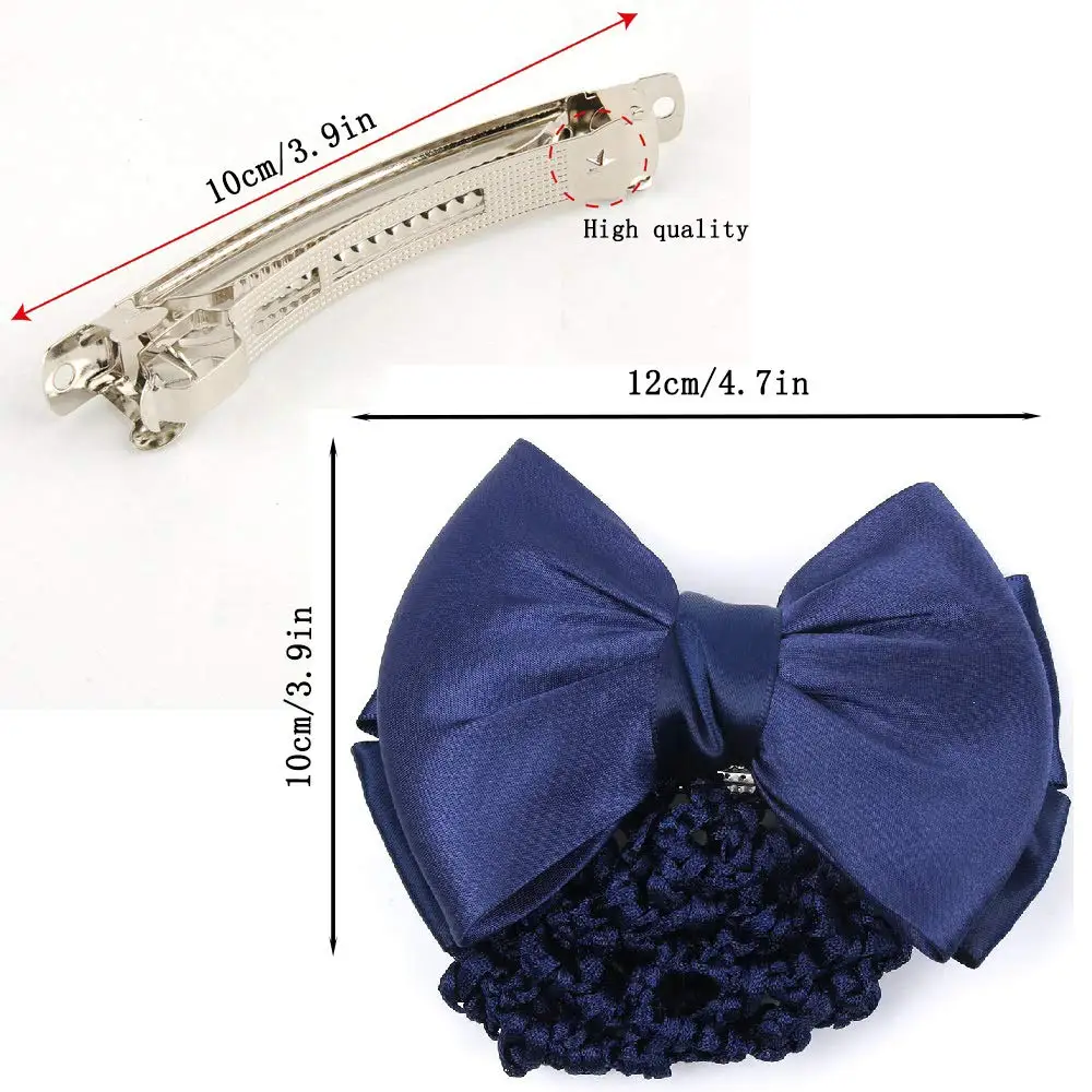 Bowknot Snood Net Barrette Hair Clip Bun Cover Hairnet Lace Bow Decor for Woman Custom