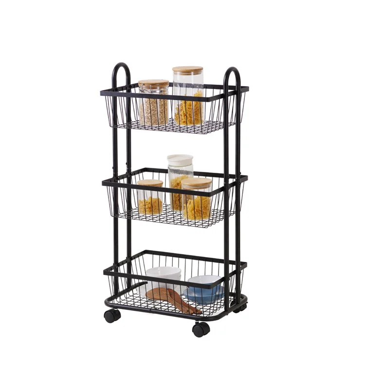 Slim Mini Mobile Kitchen Storage Rack with Wheels Kitchen Trolley