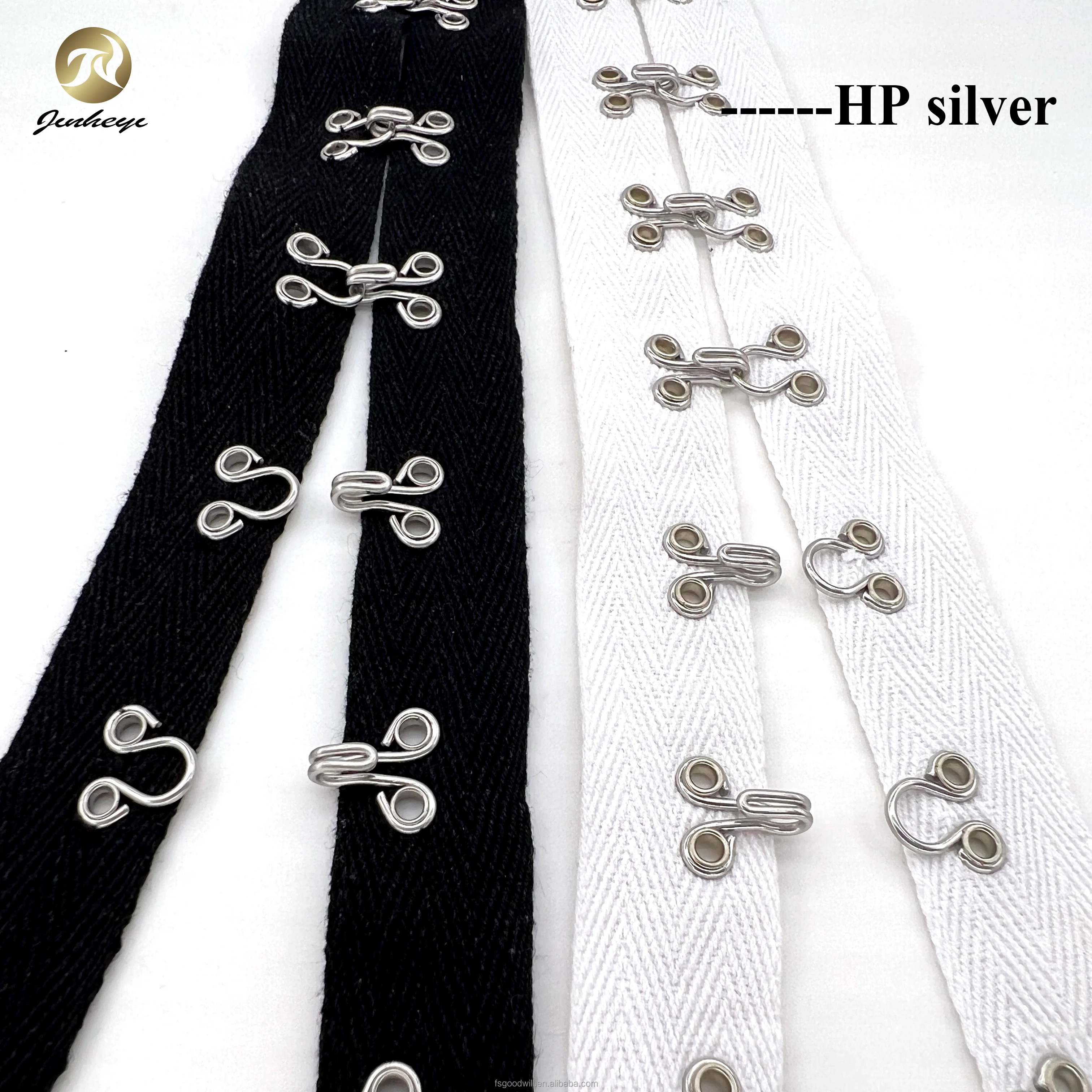 Custom Silver Hook and Eye Tape Closure White Black Garment Stainless Steel Brass Hook and Eye for Corset Clothes