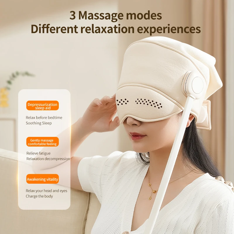 Electric Head Massager  Air Compression Headband Massager Helmet with Heating Head Wrap