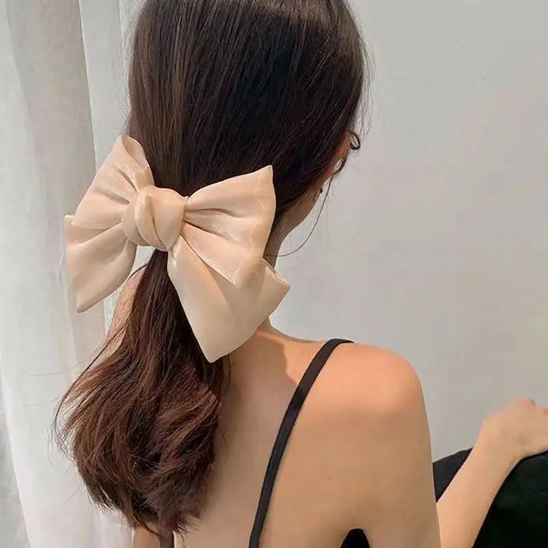Wholesale Tulle Layered Hair Bows Large Bow Hair Slides Bowknot Soft Ribbon Clips Bow Tie Hair Barrettes with Shimmer