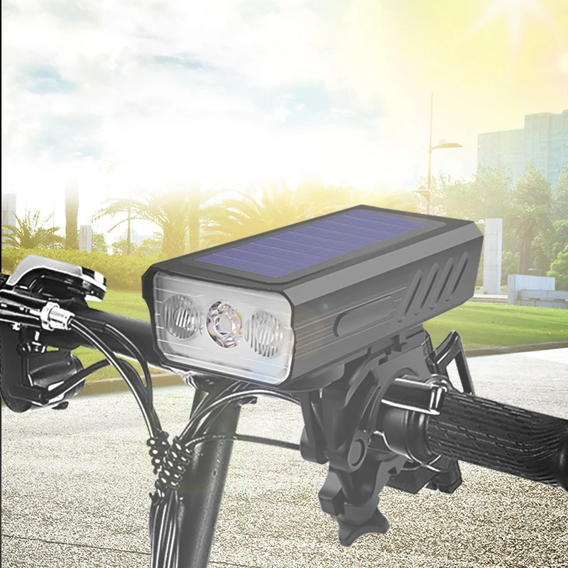 solar power Bike 3*T6 Light Front Lamp TYPE-C Rechargeable LED 2000mAh Bicycle flashlight Waterproof Headlight Bike Accessories