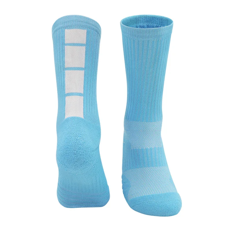 Custom logo OEM thick basketball sport socks men athletic socks grip anti slip towel bottom soccer stripe socks