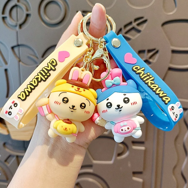 13 Designs Creative Key Chain Anime Chiikawa Cartoon Cute Pendant Pvc Silicone Keychain