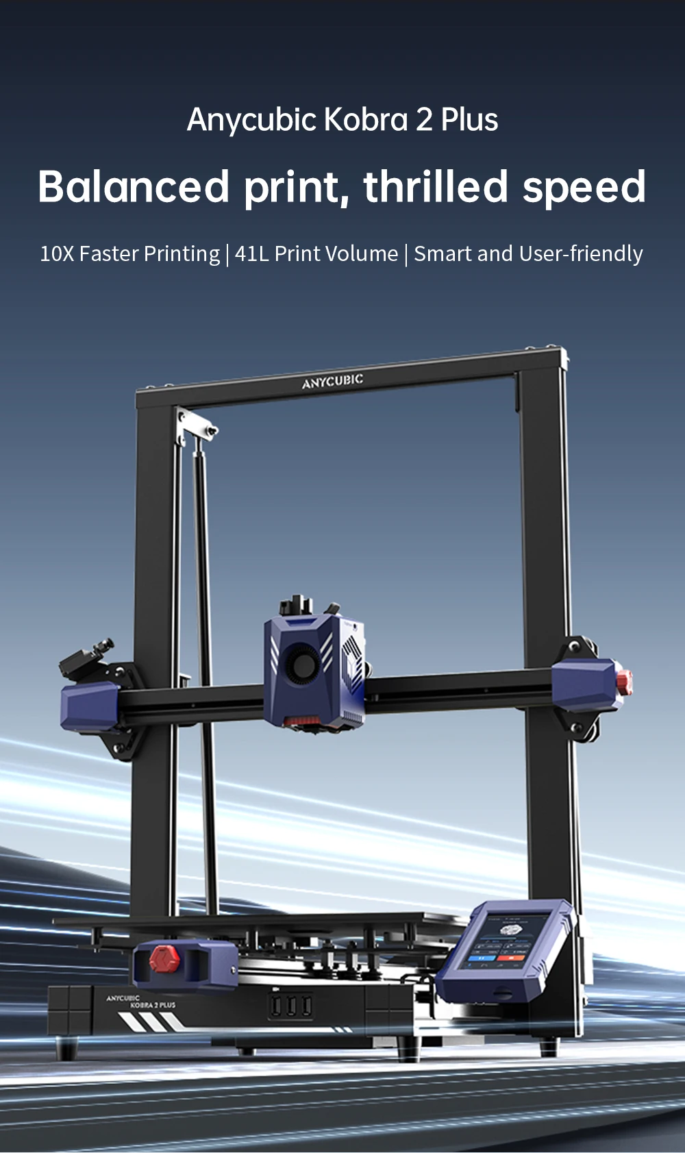 Anycubic Kobra 2 Plus 10X Faster Printing Build Size 400*320*320mm FDM 3D Printer machine