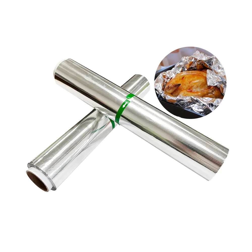 Customized 29 Cm 9 Micron Plastic Holder Food Grade Household Catering Aluminum Foil Roll For Chocolate Wrapping