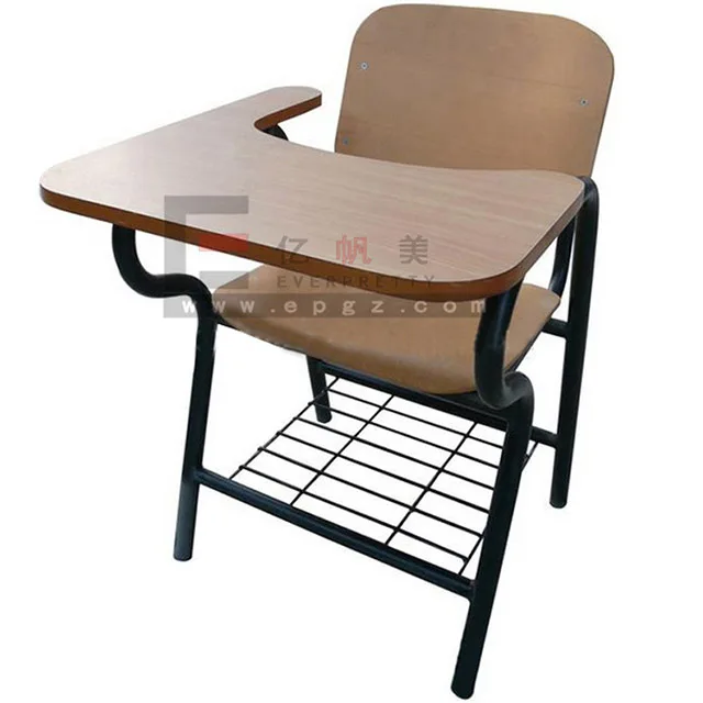 School training chairs with writing board, study chairs with tables attached