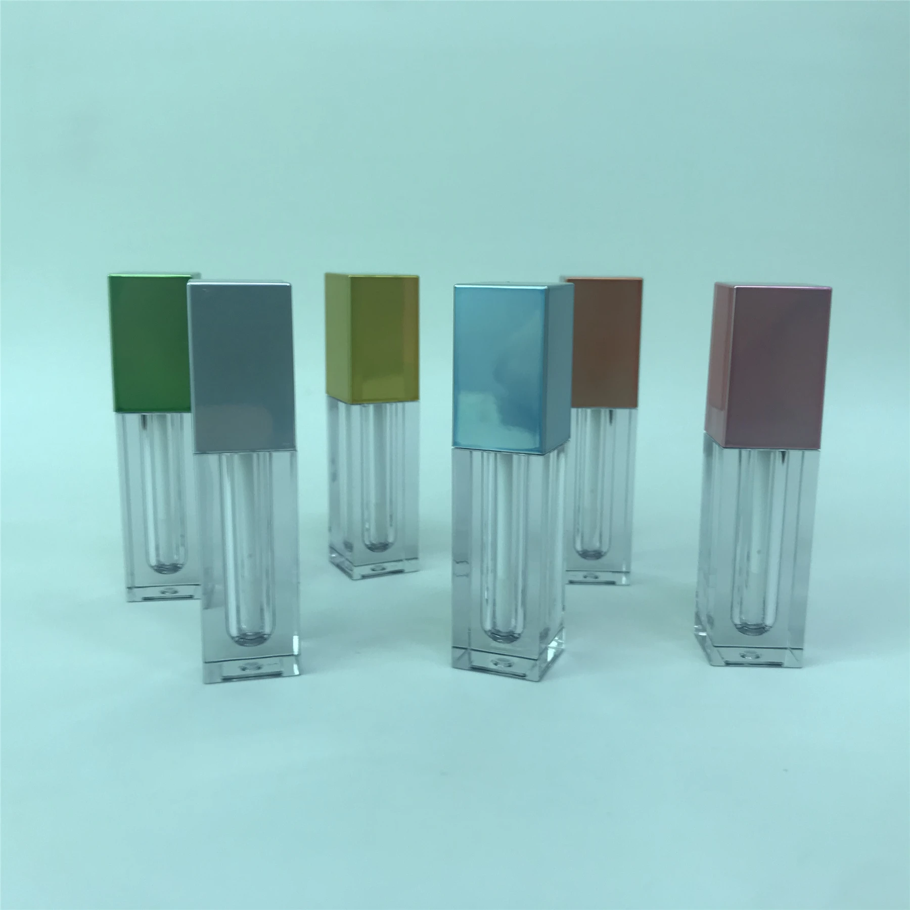 eco friendly square lip tint bottle personalized custom tube packaging clear empty big brush applicator lip gloss tubes 5 ml