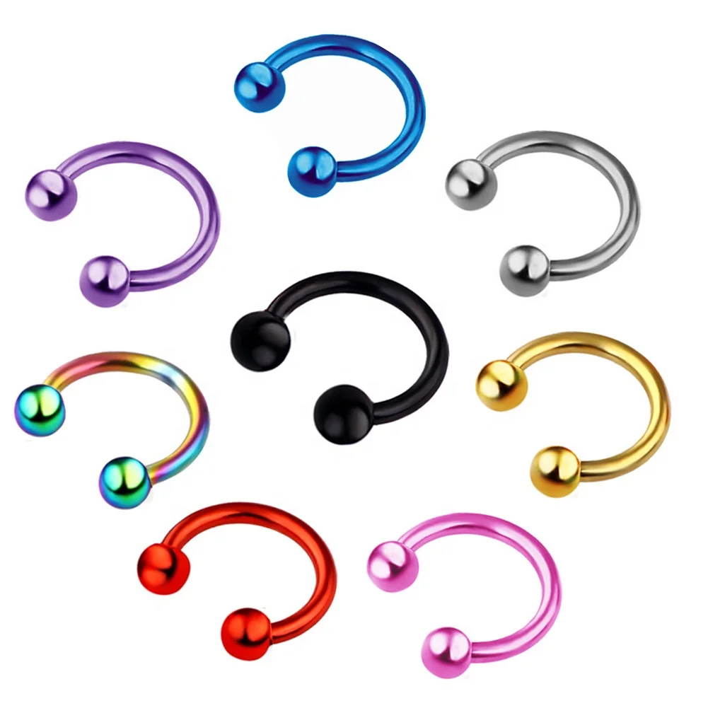 316L Stainless Steel Circular Piercing Tragus Ear Cartilage Horseshoe Lip Ring Body Piercing Jewelry