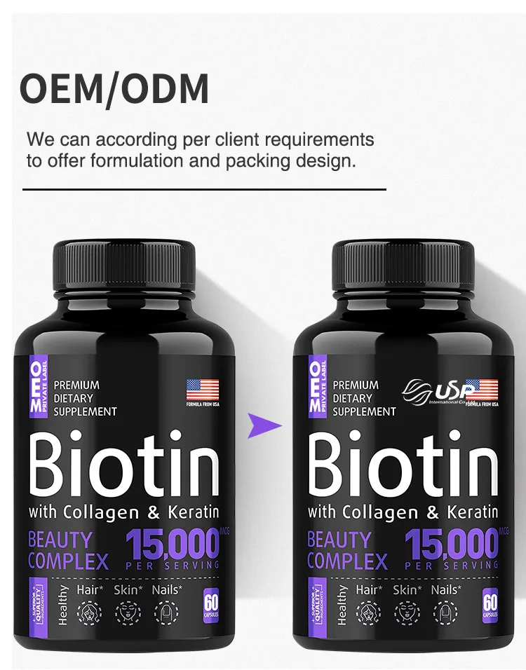 Coconut Oil Organic Capsules Nettle Root Extract Grape Extract Collagen Keratin & Biotin Capsules Pills