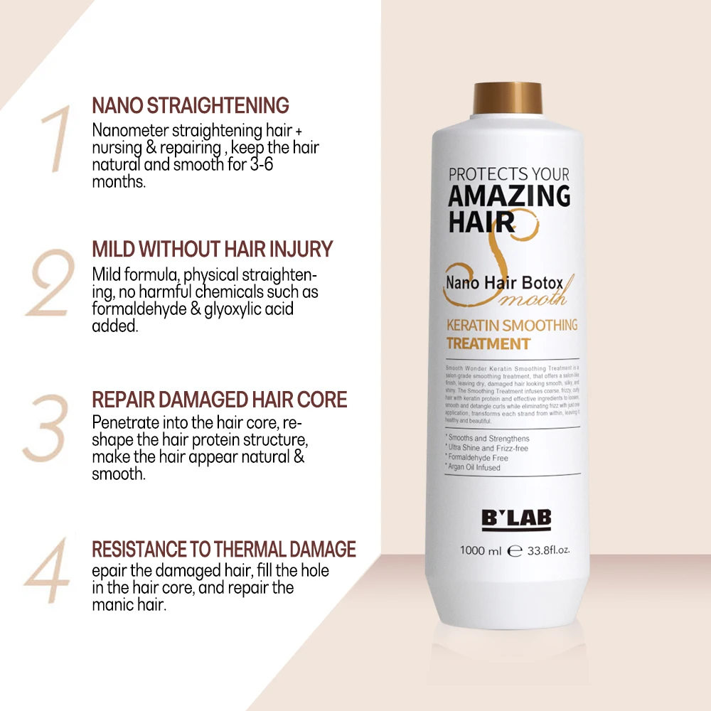 OEM ODM Professional Salon Brazilian Keratin Nano Hair Protein Smoothing Treatment Collagen Keratin Hair Straightening Treatment