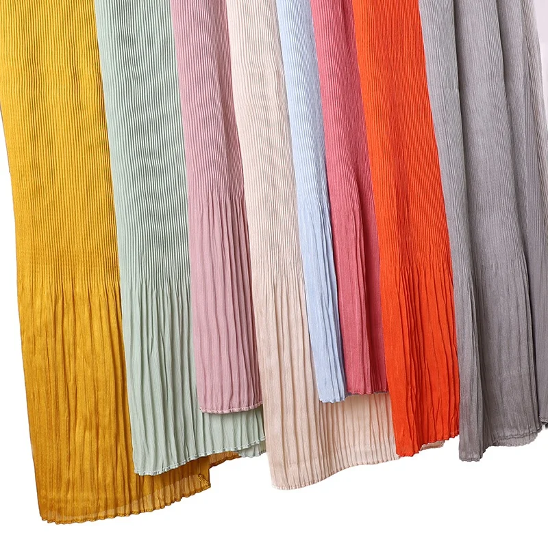 Fashion pleated crinkle chiffon hijab women majikon 46 colour scarf georgette pleats chiffon veil hijab scarfs