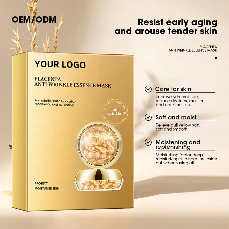 MULAN Placenta anti wrinkle essence mask Anti Aging Hydrating Facial Mask Retinol Collagen MaskEssence Face Mask Paper