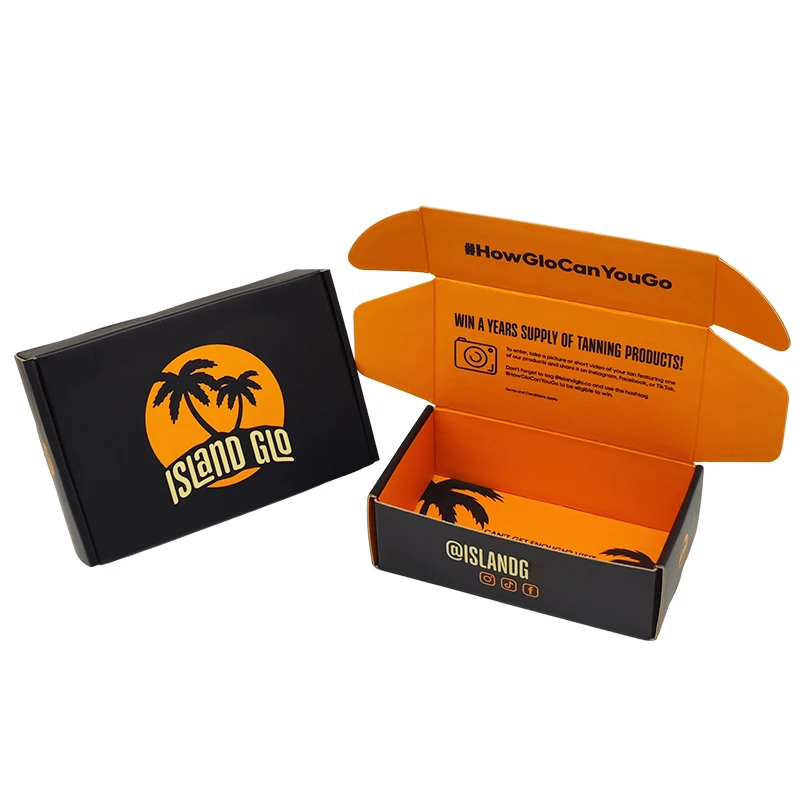Hot selling customize logo black cosmetics packaging corrugated cardboard shipping mailer custom boxes with logo packaging
