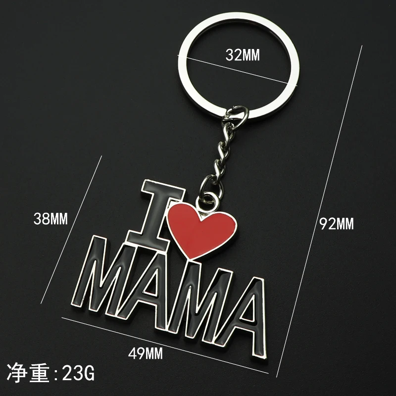 Fashion Letter I Love MOM/DAD/PAPA/MAMA Keychains Heart Shaped Key Chain Unisex Personality Metal Keychain Parent Gift Jewelry