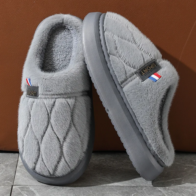 Cotton slippers for Men 2024 New Winter Indoor Plus Velvet Comfortable Warm Wool