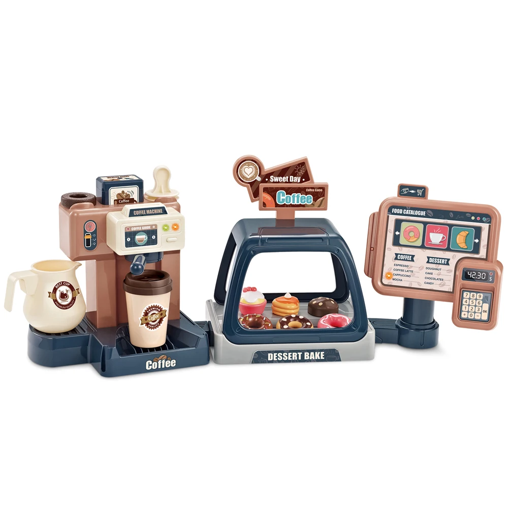 Realistic Coffee Machine Toy with Light and Sound Pretend Play Kitchen Toy Role Play Shopping Game Plastic Food Toy for Kid