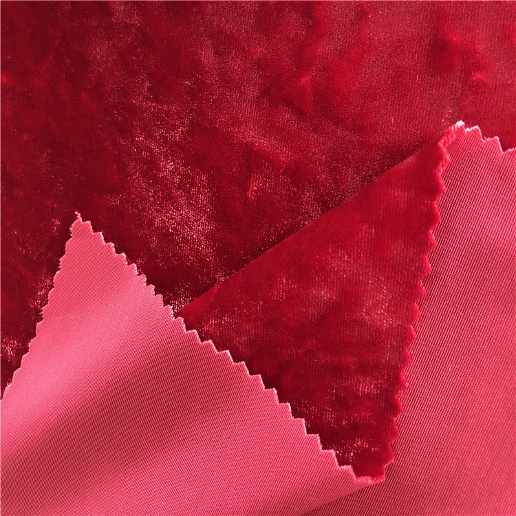 KS polyester spandex knitted warp 4 way stretch crushed ice velvet dress fabric with for clothing