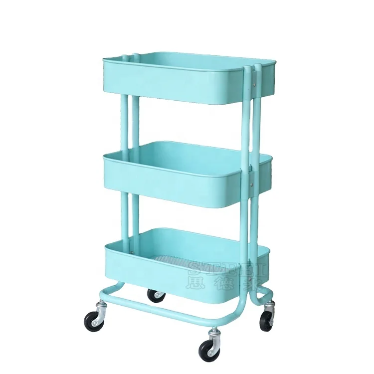 Metal Rolling Organization Storage Utility Cart Trolley Shelves Tray With Casters for home kitchen bathroom