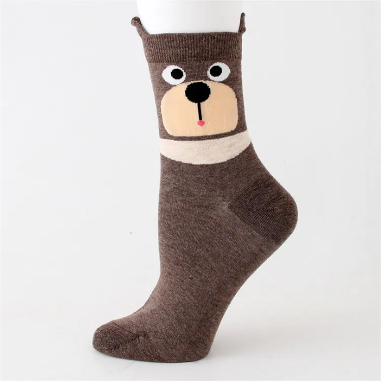 Popular 3D young cute animal cat ears girl  ladies cartoon tube 3d socks